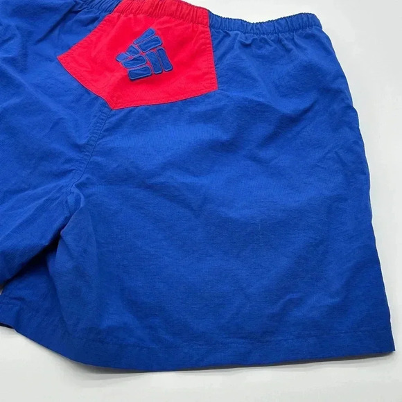 Vintage Columbia Belted Swim Trunks Mens Size L Blue & Red Shorts - Picture 7 of 10